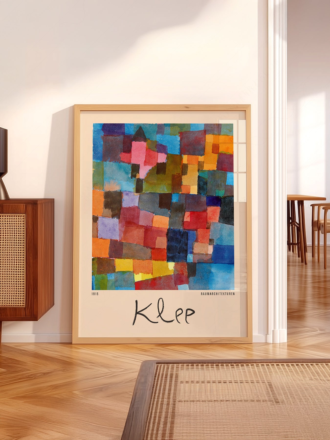 Paul Klee wall art in a cozy home study or reading room