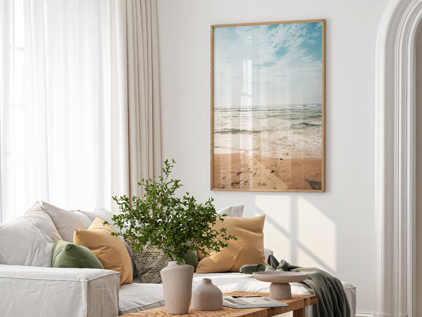 Coastal Serenity Beach Photography as a statement piece in a modern gallery wall