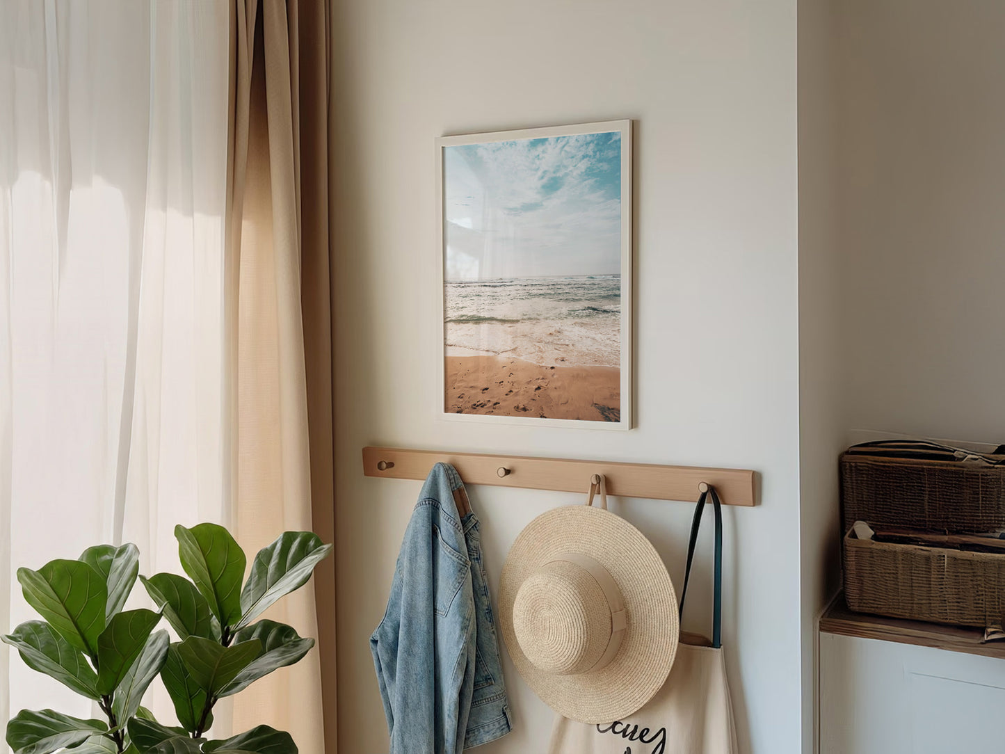 Landscape photography print – Coastal Serenity Beach Photography in an airy living space