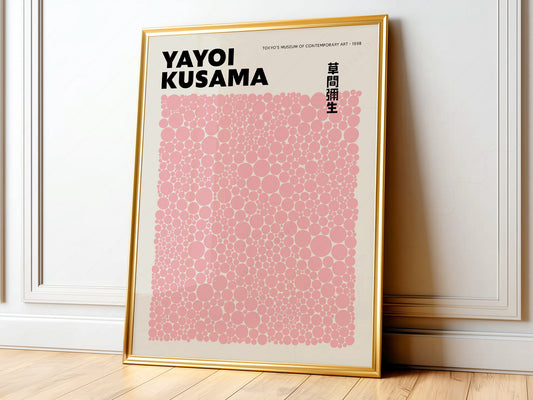 Yayoi Kusama Print, Contemporary Wall Decor, Pink dots