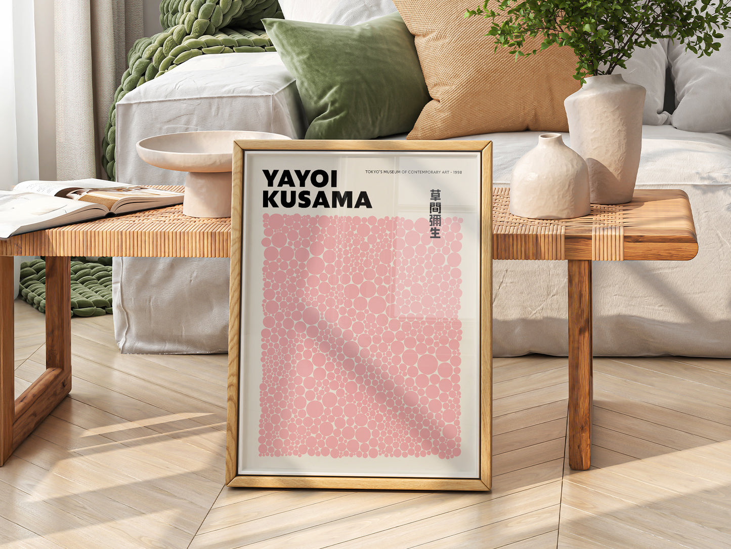 Yayoi Kusama Print, Contemporary Wall Decor, Pink dots