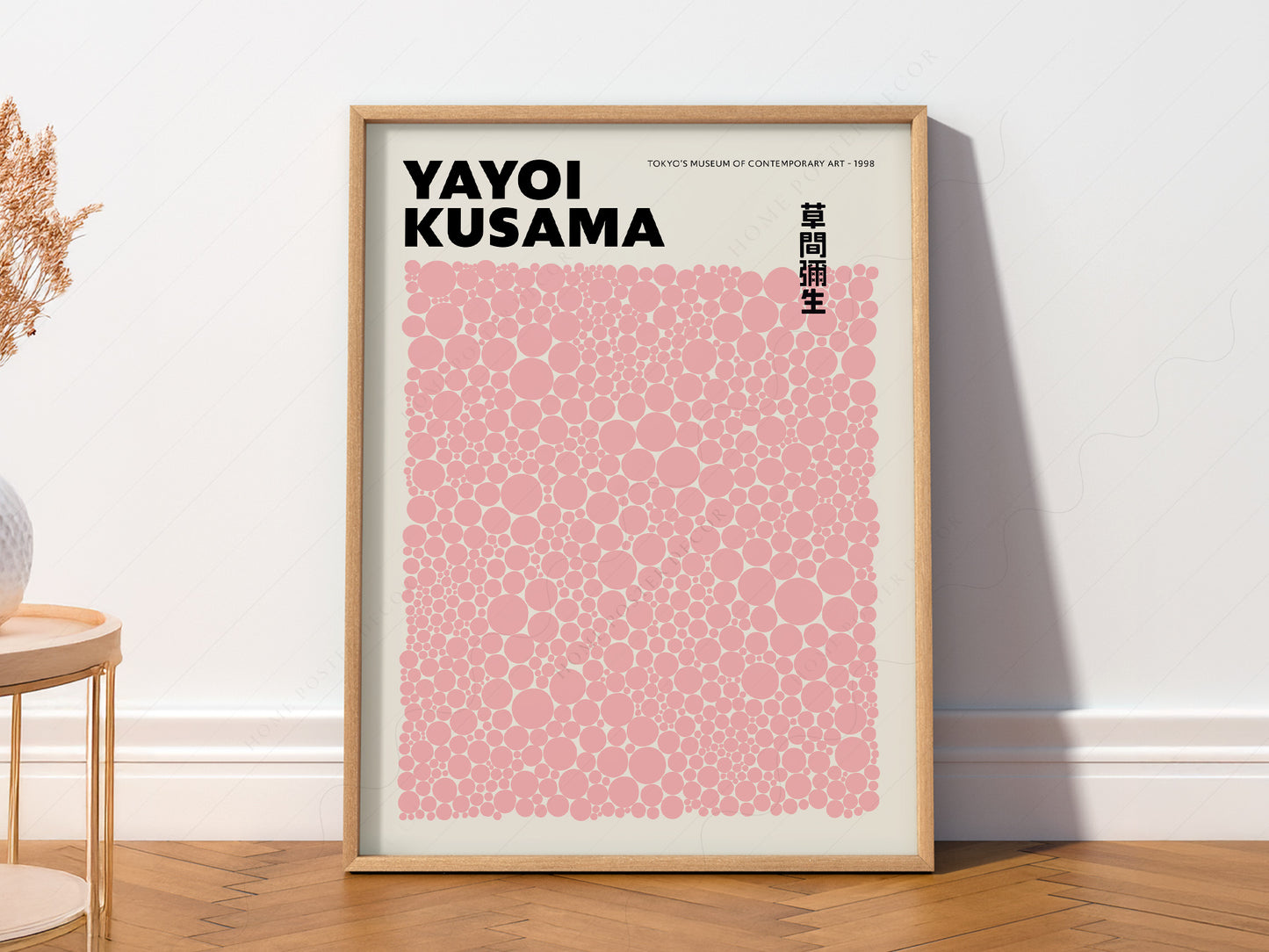 Yayoi Kusama Print, Contemporary Wall Decor, Pink dots