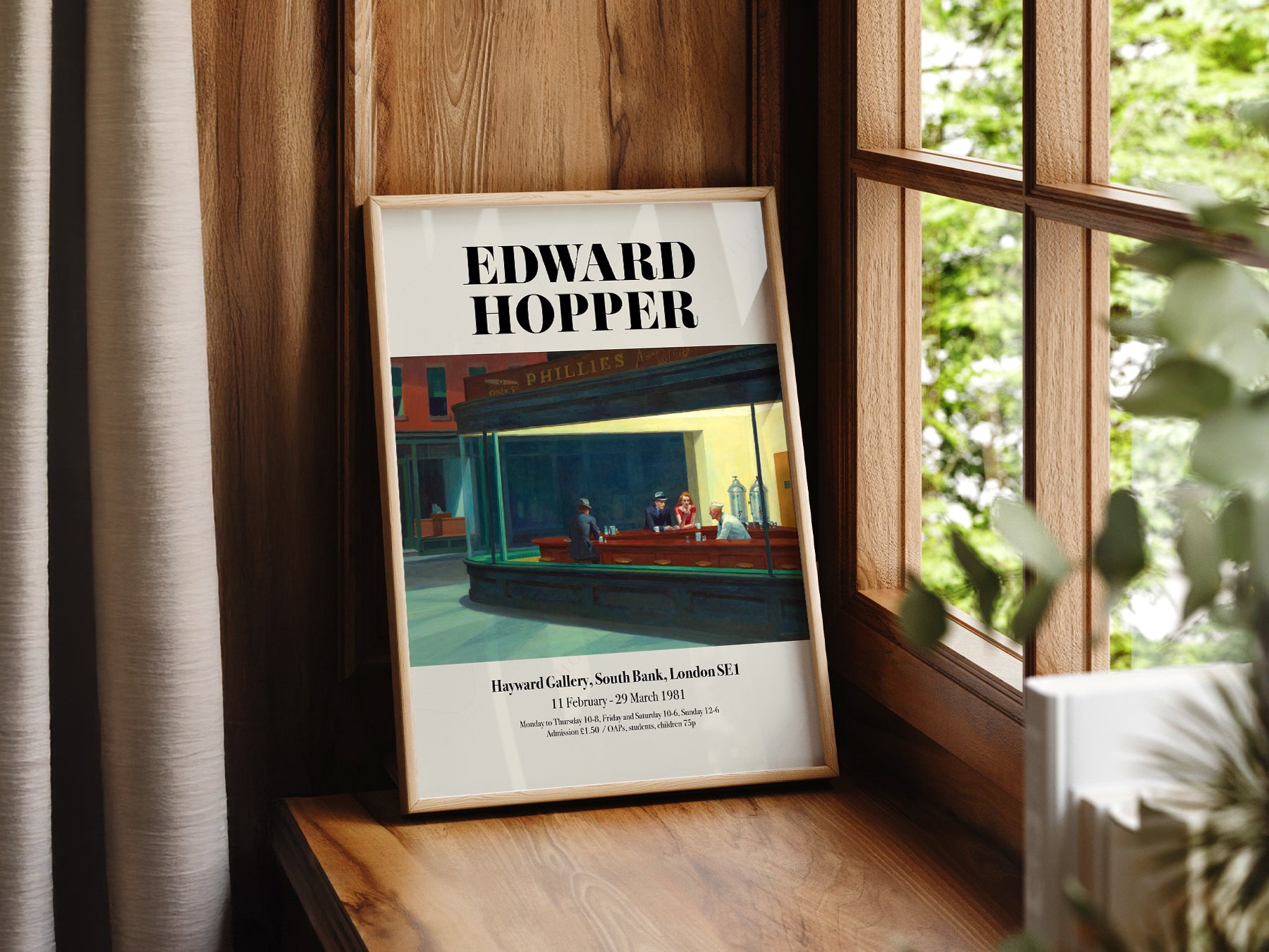 Edward Hopper Nighthawks Exhibition in a light-filled Japandi-inspired living space