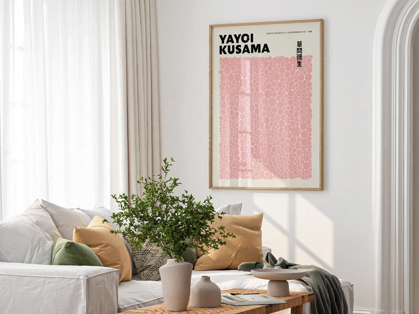 Yayoi Kusama Print, Contemporary Wall Decor, Pink dots