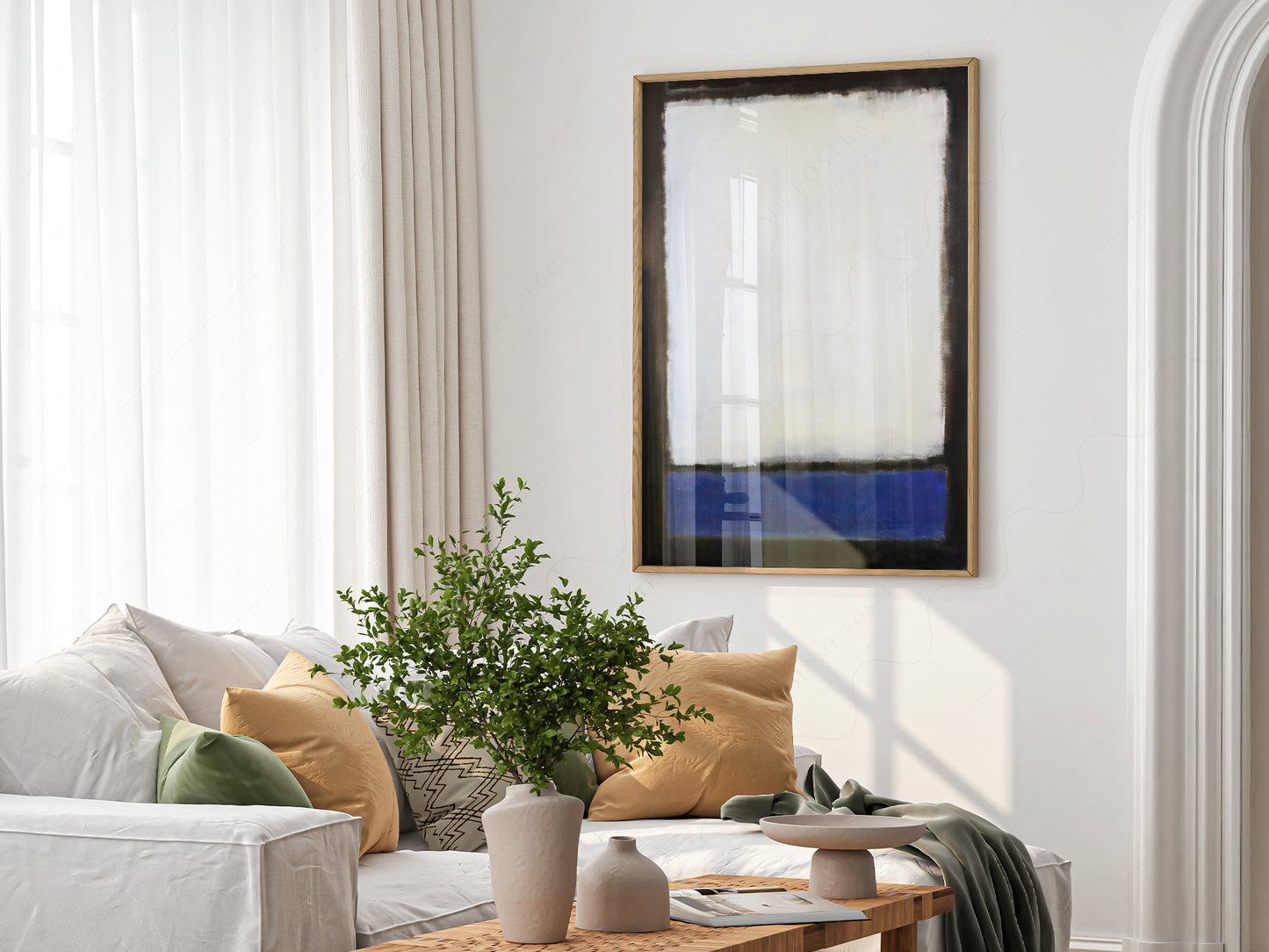 Mark Rothko art print as wall decor in a minimalist home office