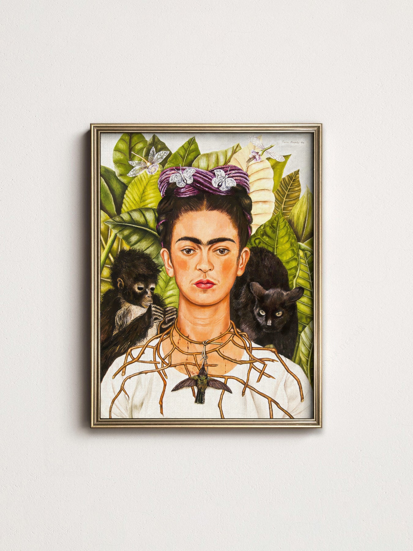 Frida Kahlo Self-Portrait with Thorn Necklace Print – exhibition poster wall art