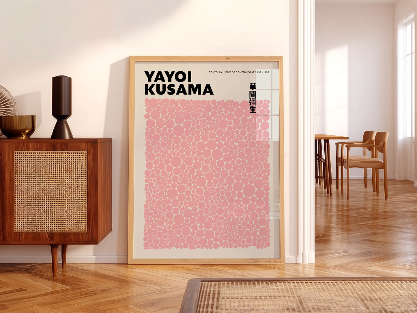 Yayoi Kusama Print, Contemporary Wall Decor, Pink dots