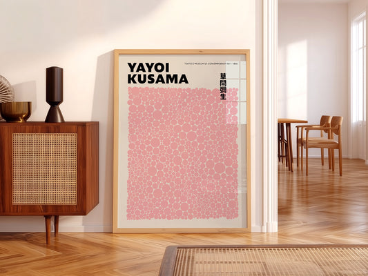 Yayoi Kusama Print, Contemporary Wall Decor, Pink dots