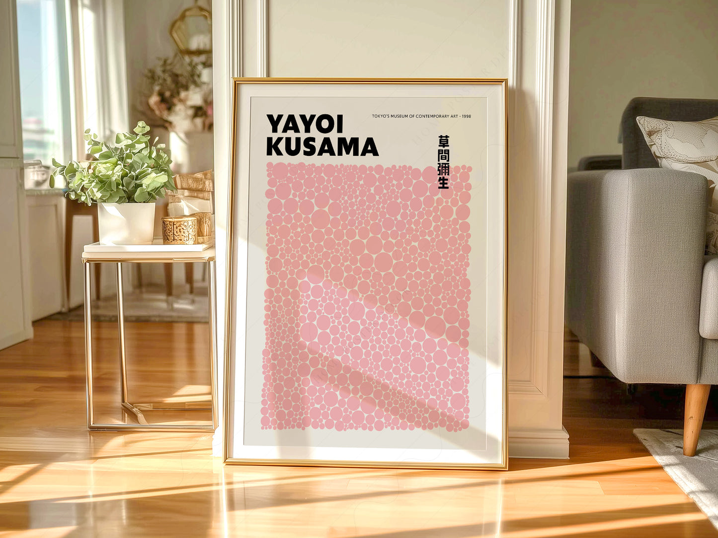 Yayoi Kusama Print, Contemporary Wall Decor, Pink dots
