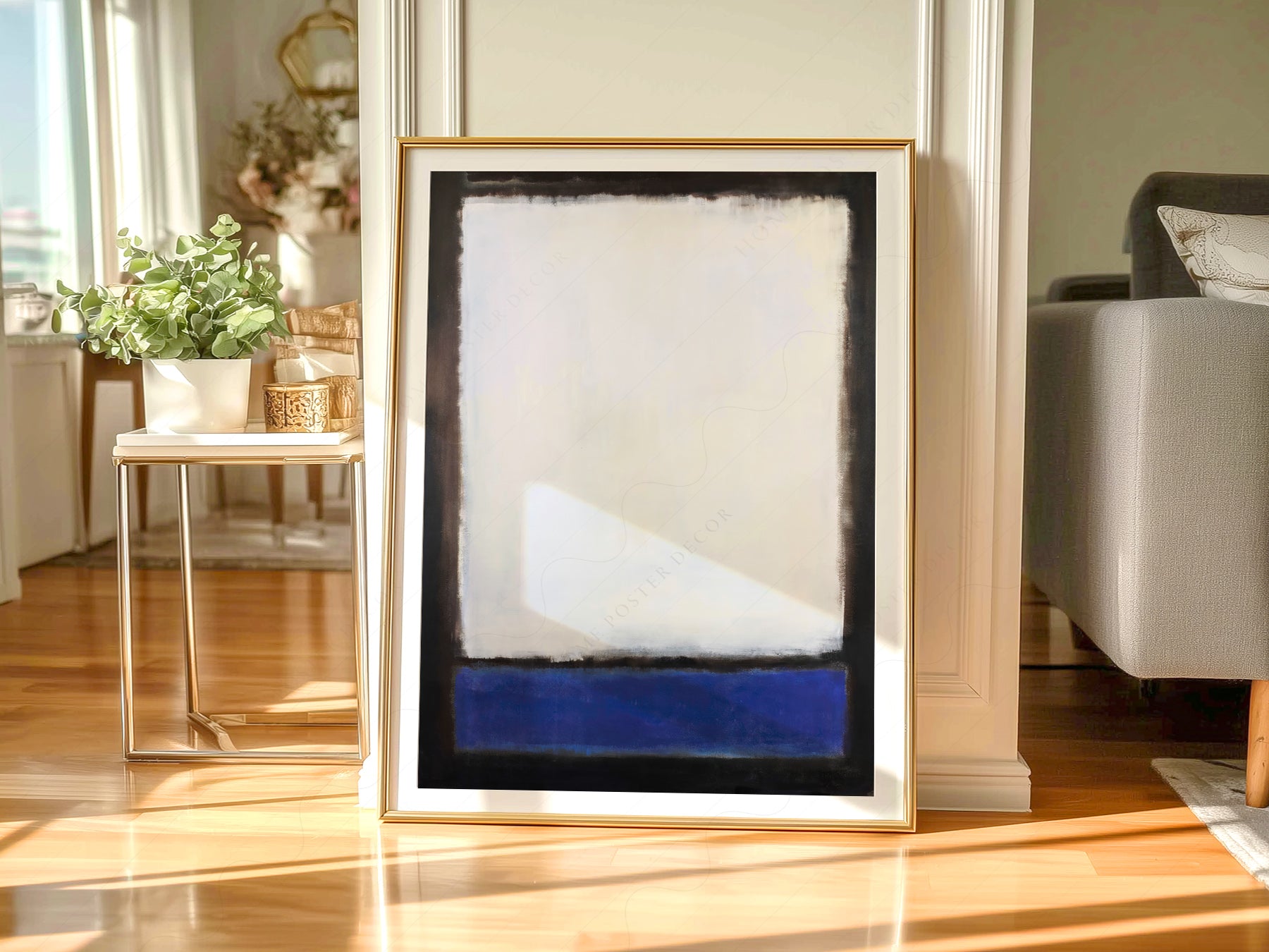 Multiple size options for Mark Rothko Untitled Blue and White wall art print display