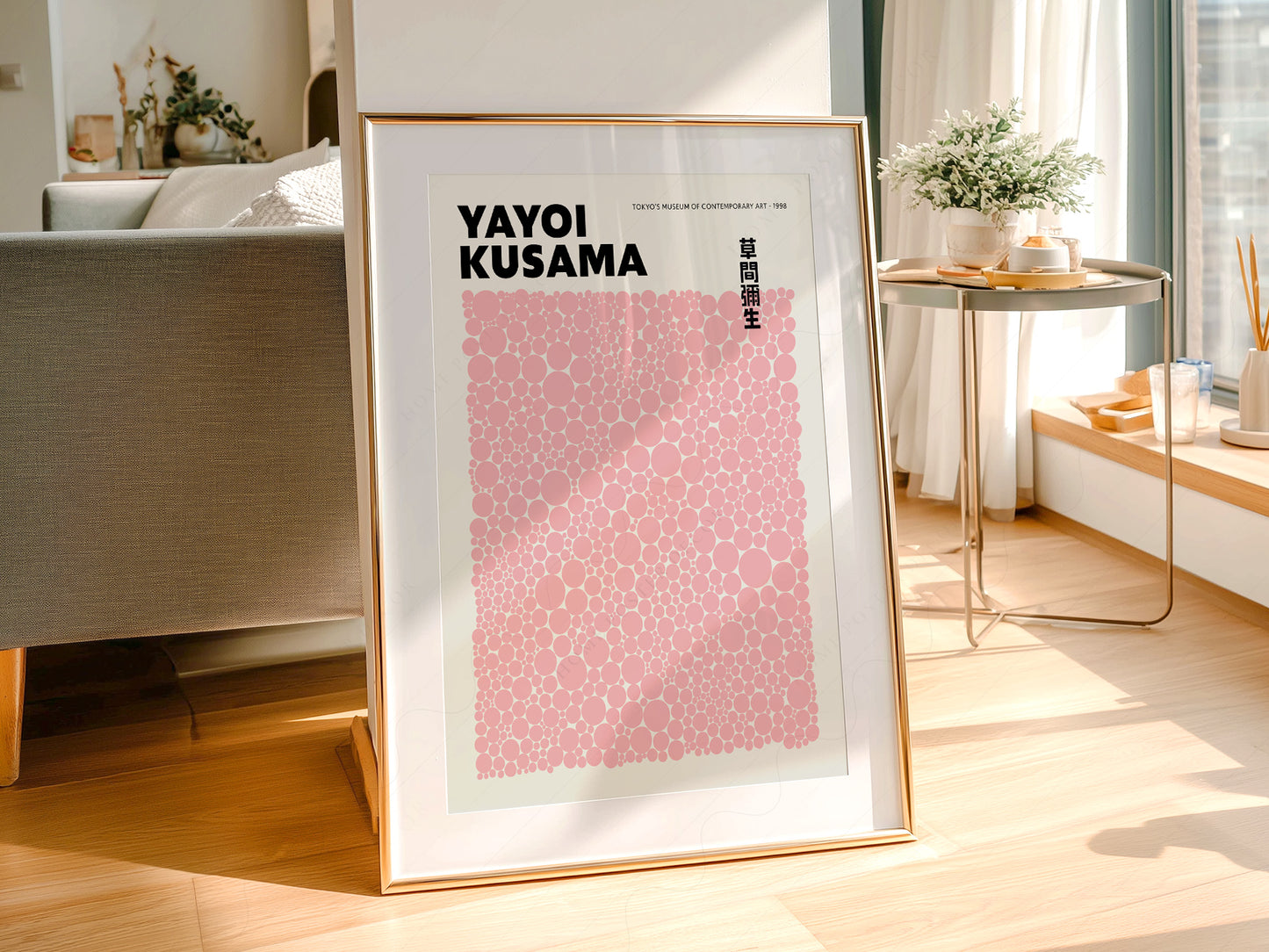 Yayoi Kusama Print, Contemporary Wall Decor, Pink dots