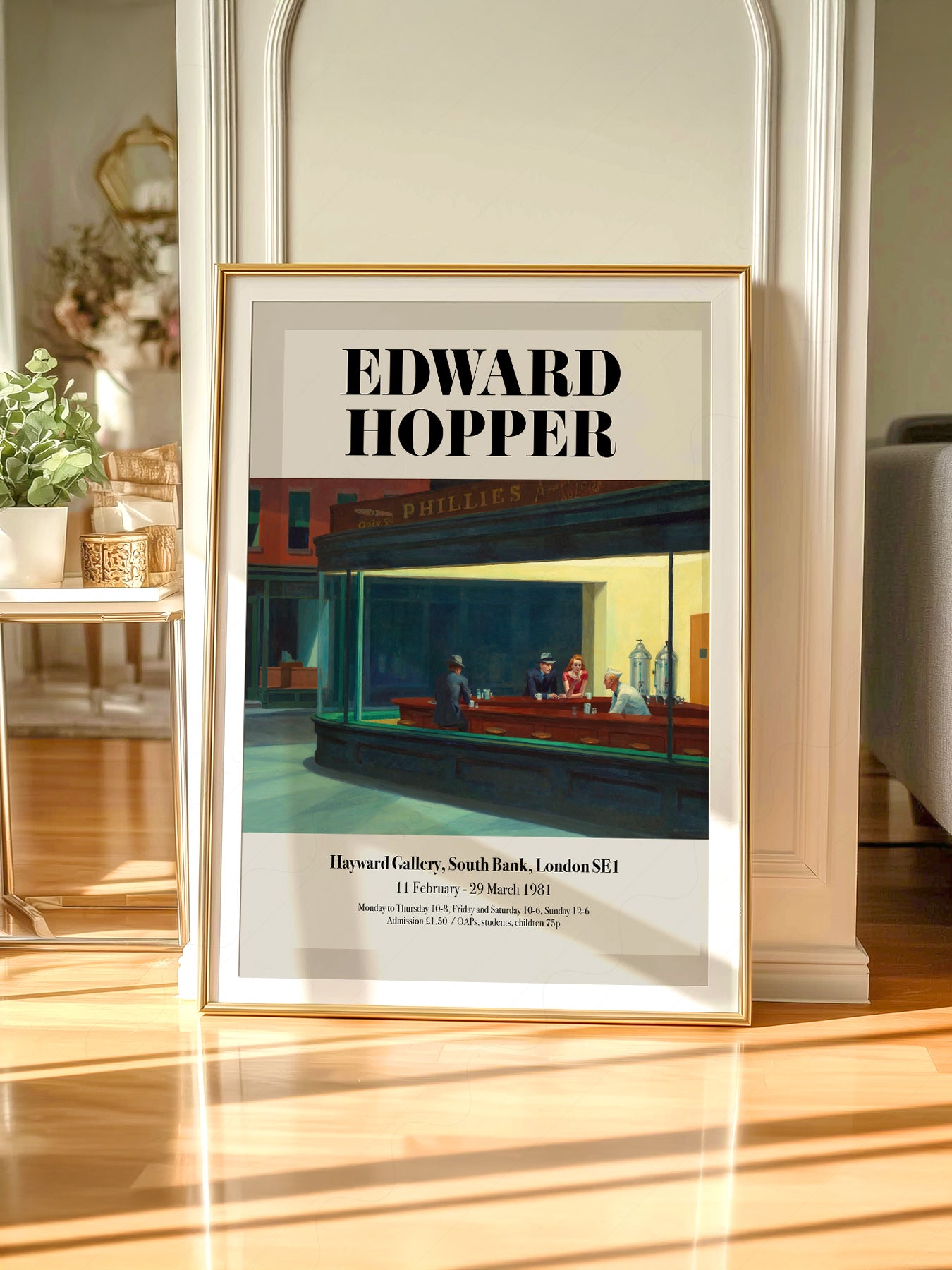 Gallery wall featuring Edward Hopper Nighthawks Exhibition fine art print