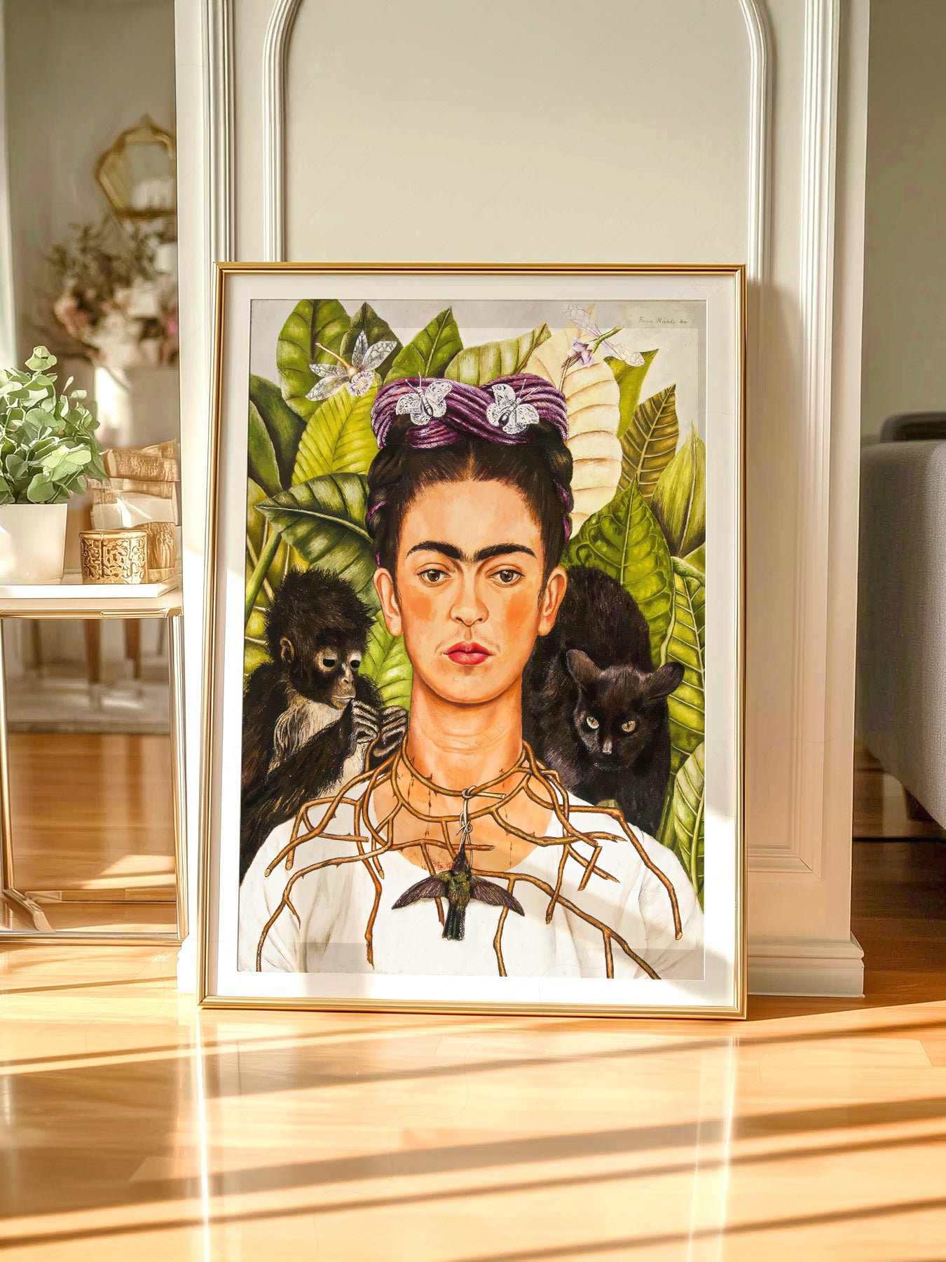 Frida Kahlo Self-Portrait with Thorn Necklace Print – gallery wall art poster