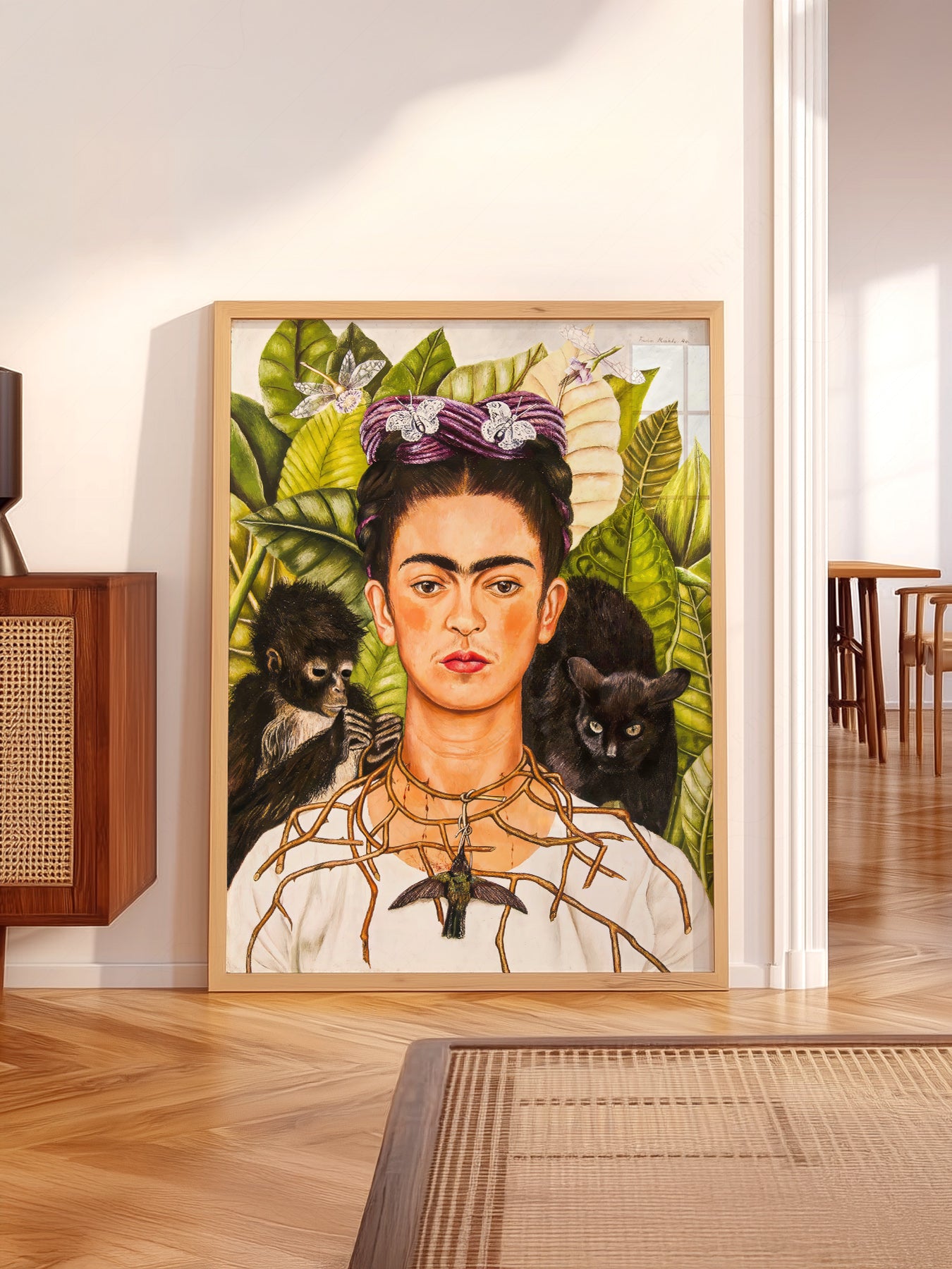 Frida Kahlo Self-Portrait with Thorn Necklace Print – classic art print reproduction