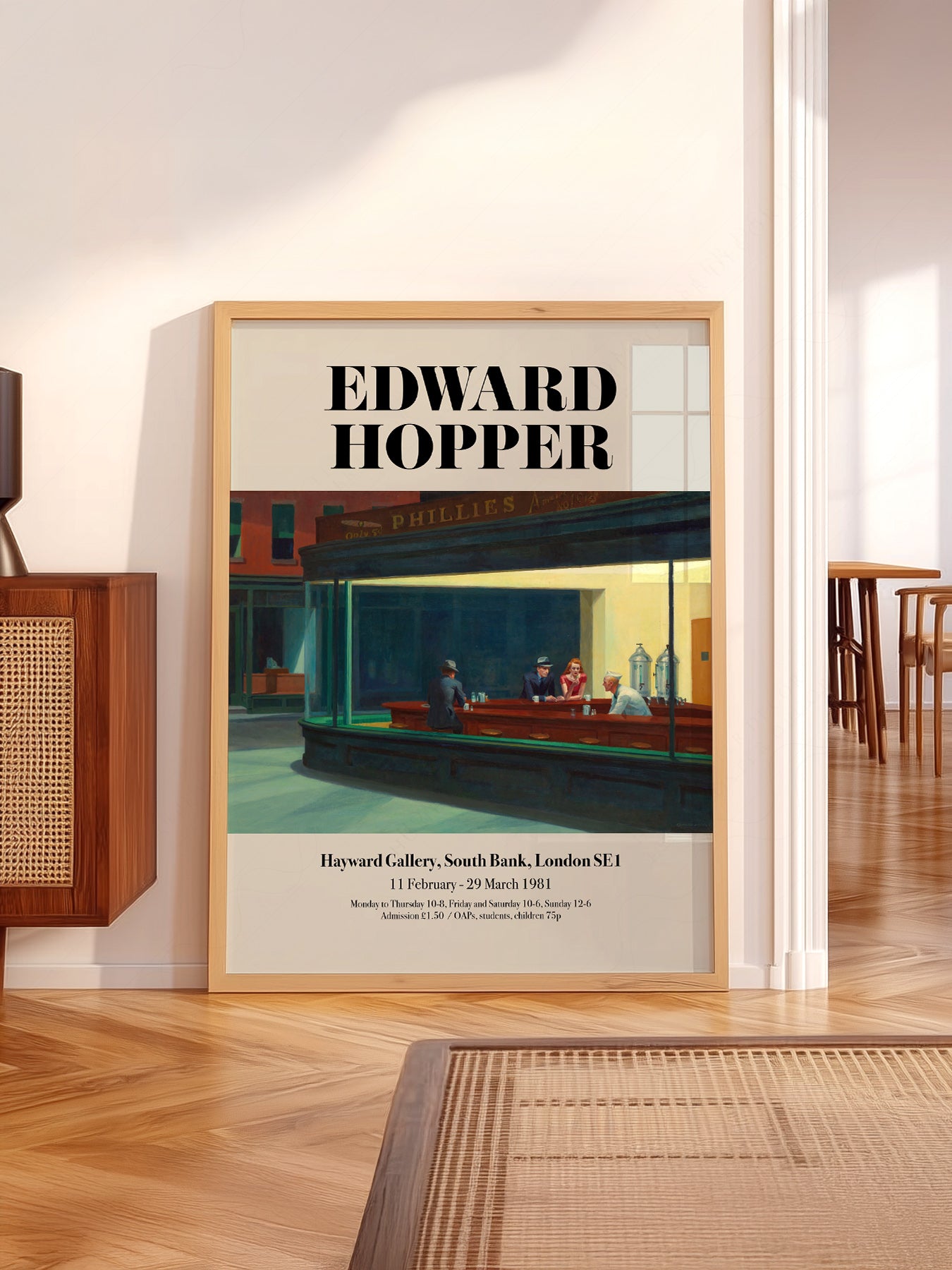Edward Hopper wall art in a cozy home study or reading room
