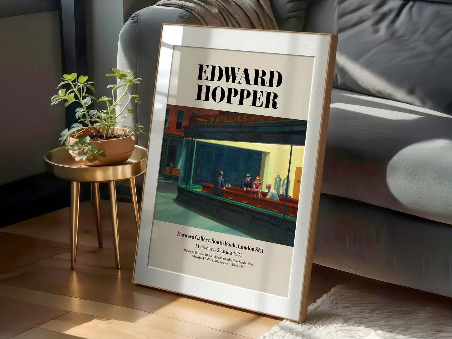 Gallery wall featuring Edward Hopper Nighthawks Exhibition fine art print