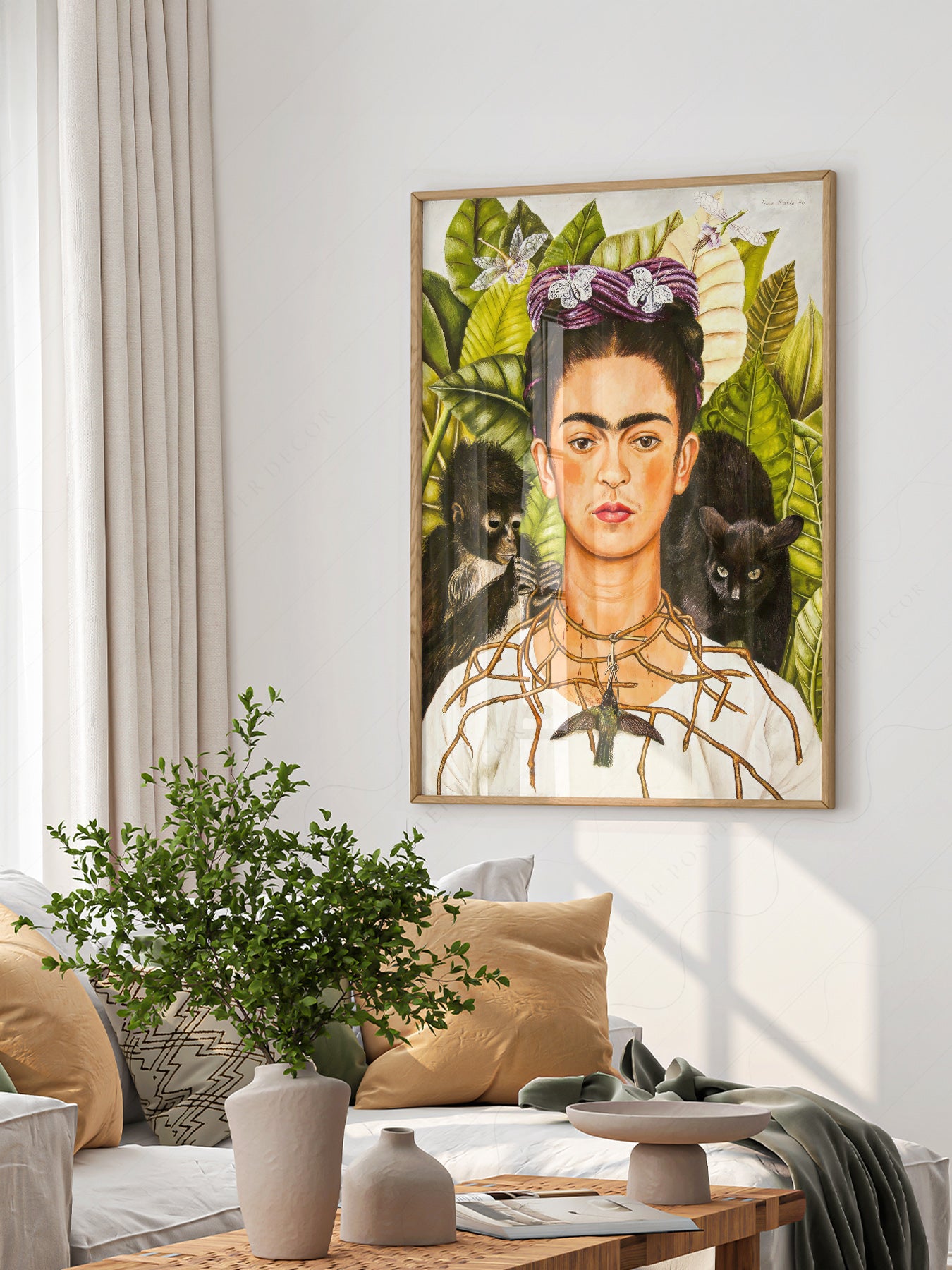 Frida Kahlo Self-Portrait with Thorn Necklace Print – archival paper art print