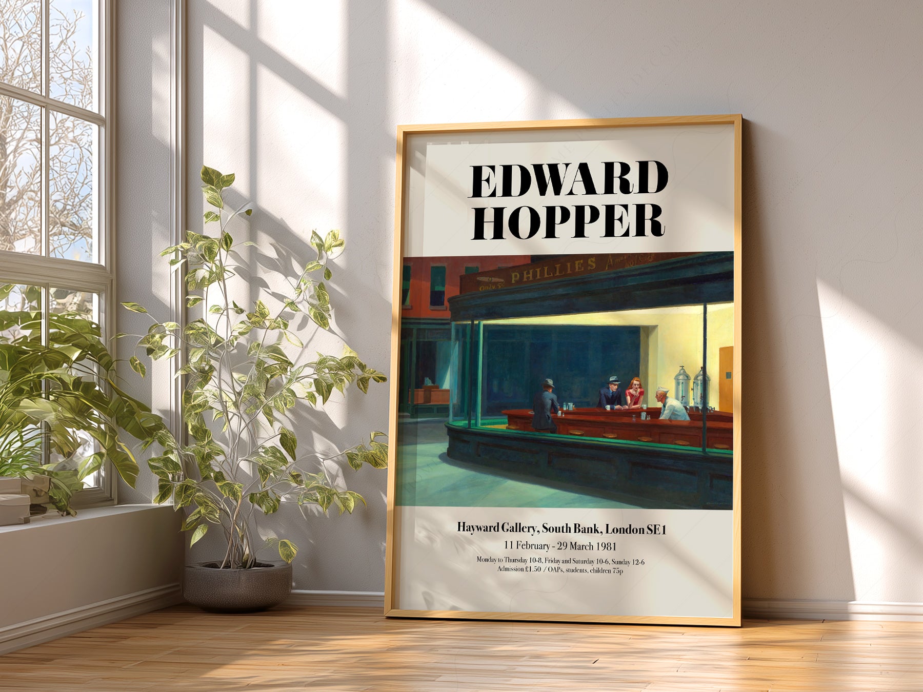 Edward Hopper wall art in a cozy home study or reading room