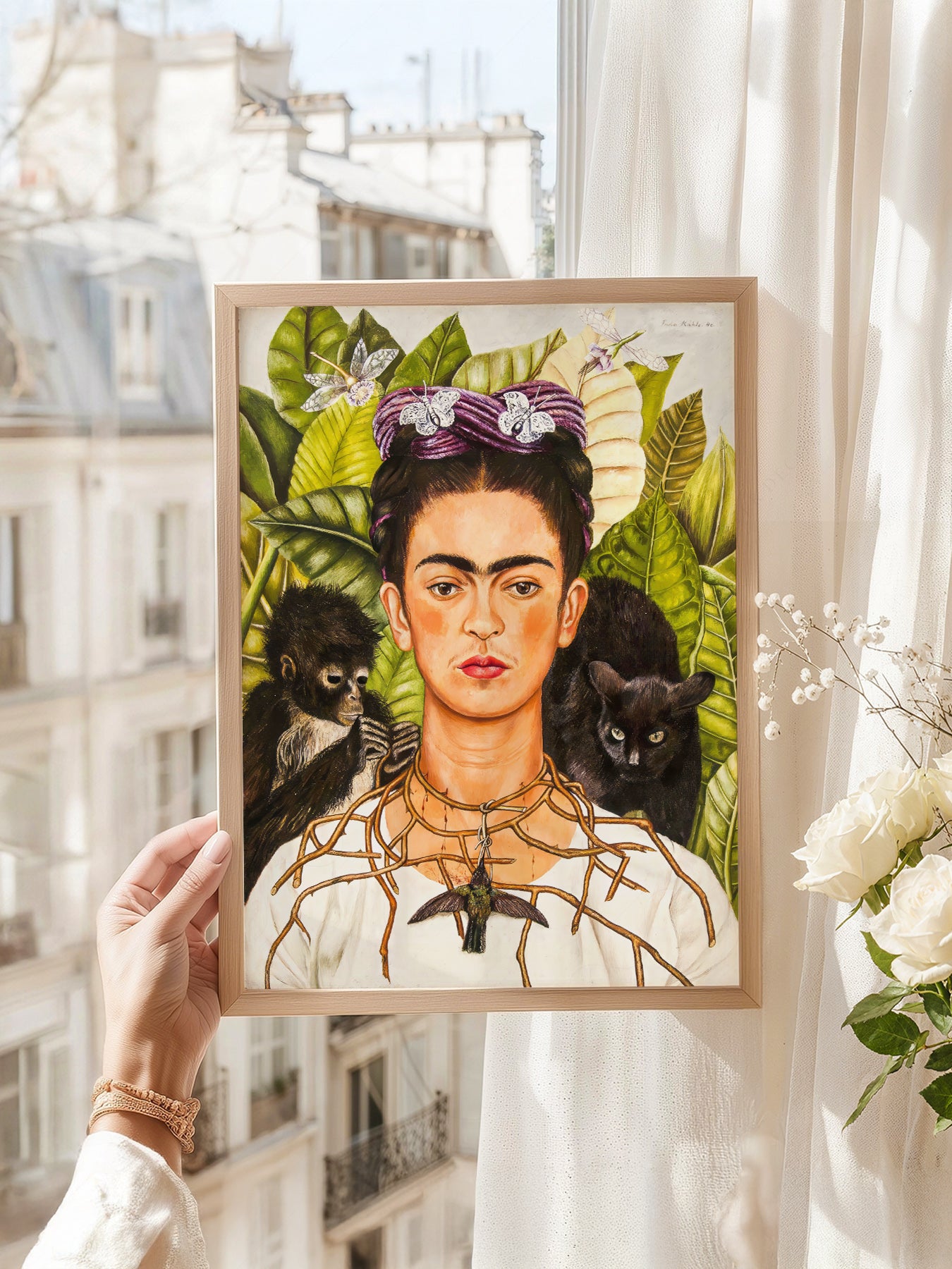 Frida Kahlo Self-Portrait with Thorn Necklace Print – fine art wall poster