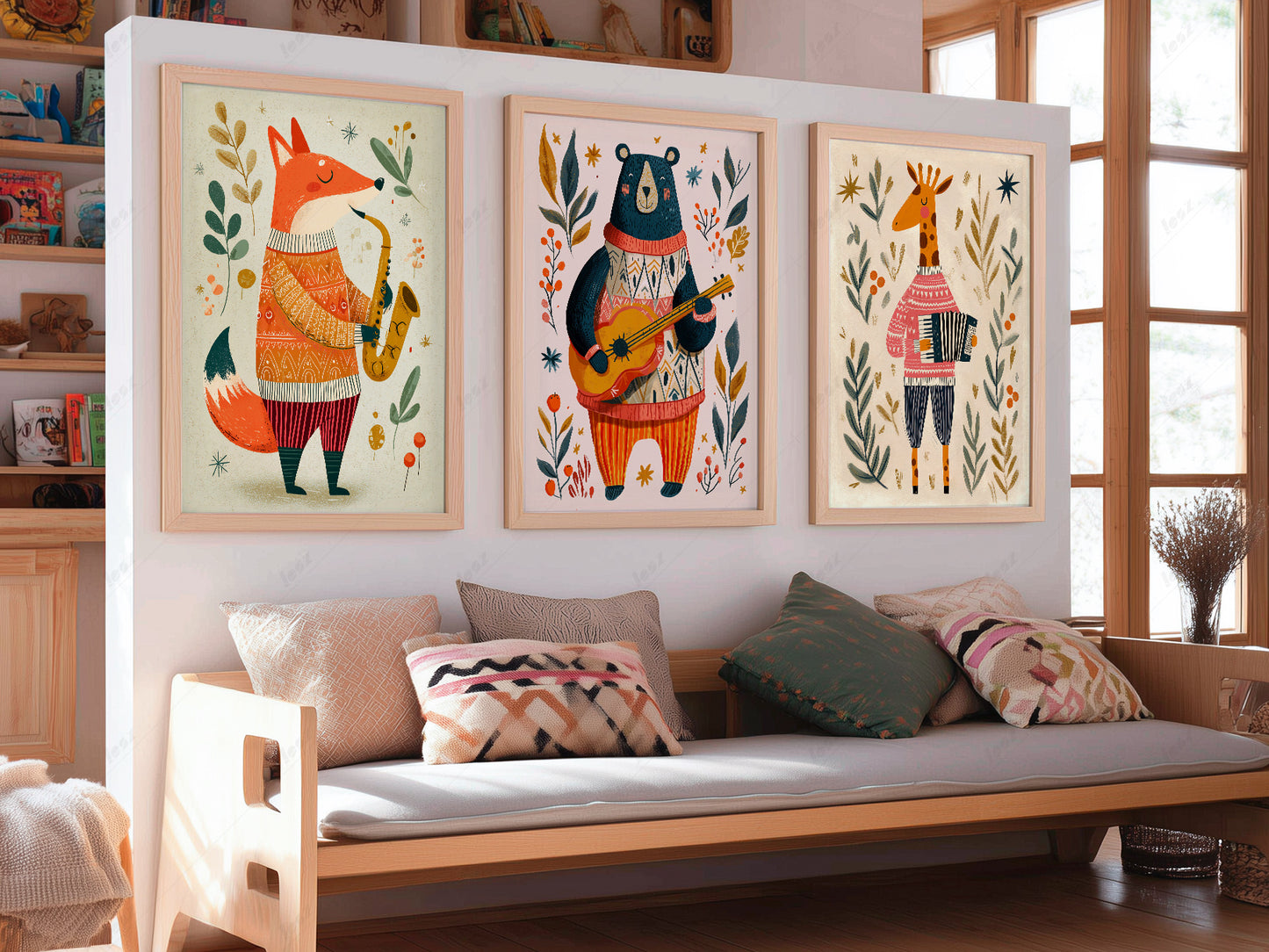 Set of Three Musical Animal Nursery Prints