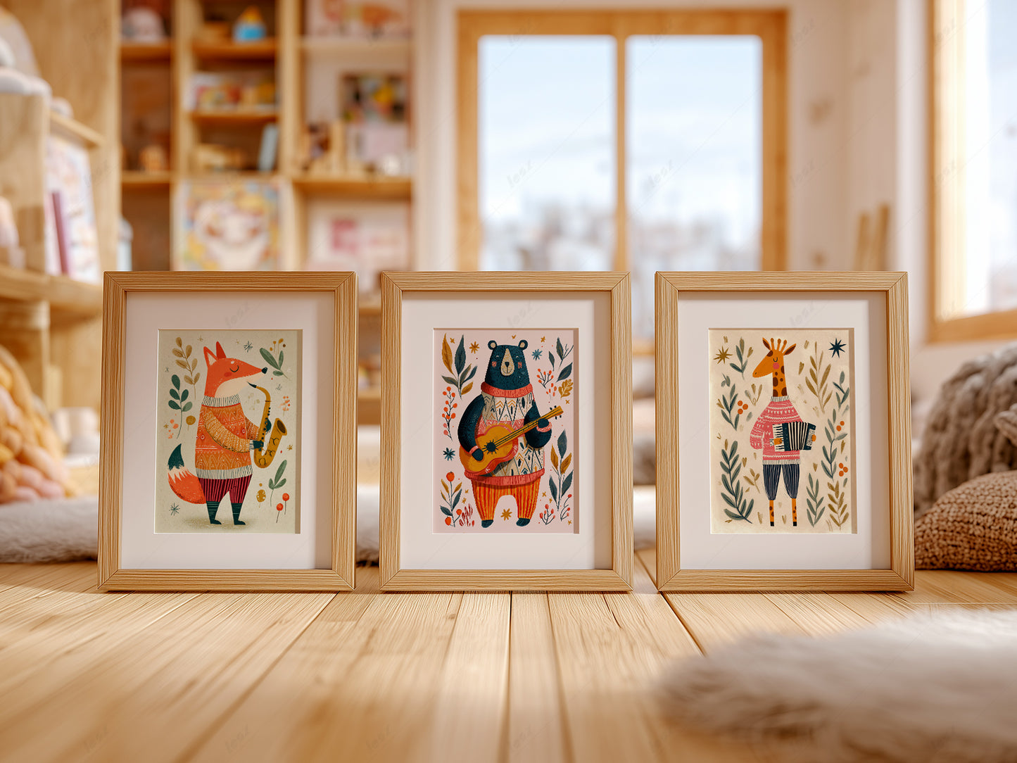 Set of Three Musical Animal Nursery Prints