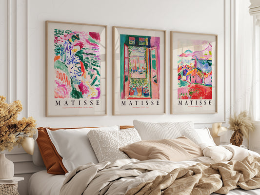 Henri Matisse Gallery Wall, Set of 3 Prints, The Open Window, View at Collioure, La Japonaise
