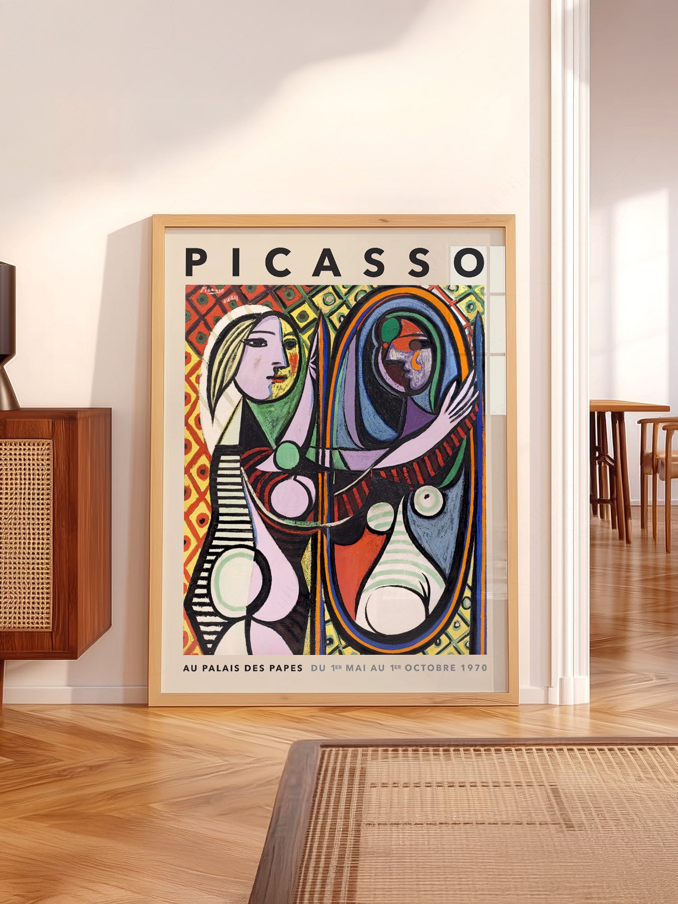 Pablo Picasso wall art in a cozy home study or reading room