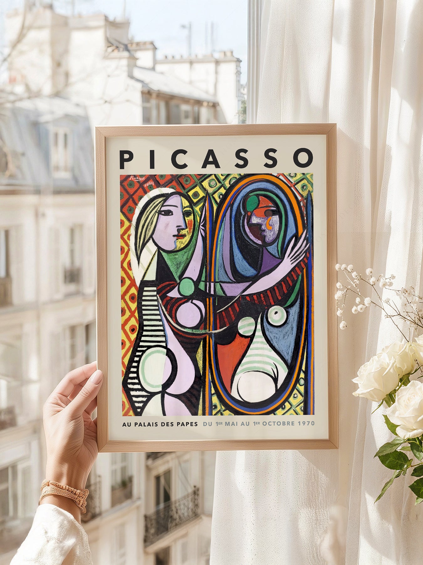 Pablo Picasso art print as wall decor in a minimalist home office
