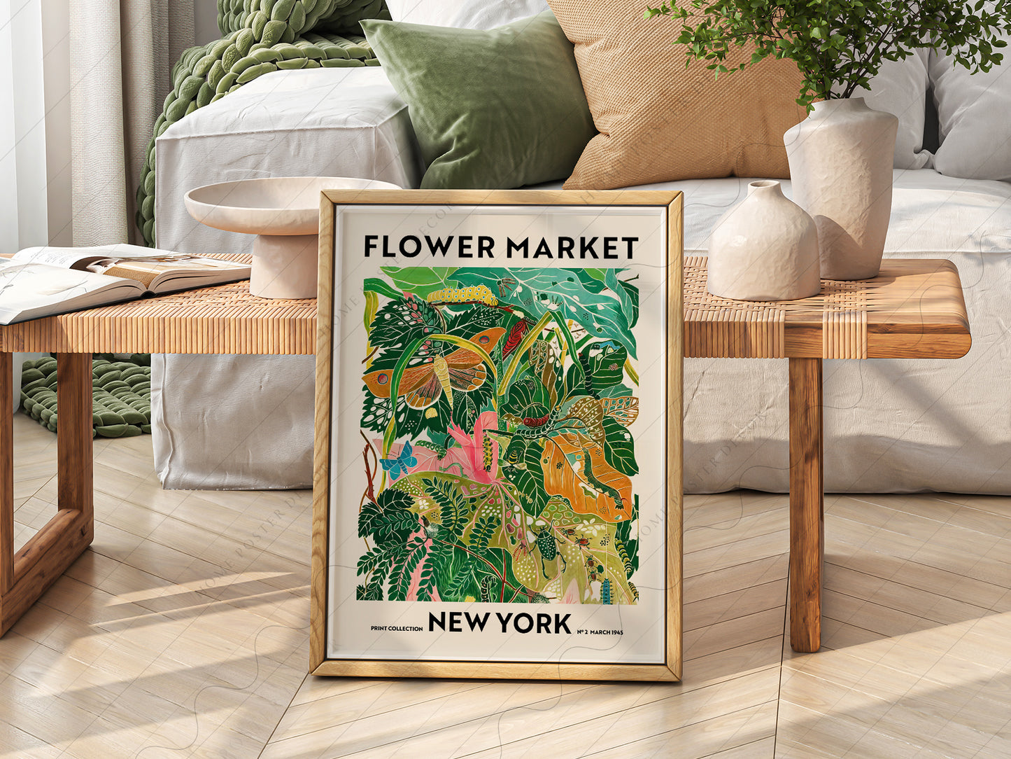 Flower Market New York, Famous City Poster, Travel Gift Idea, Floral Wall Art
