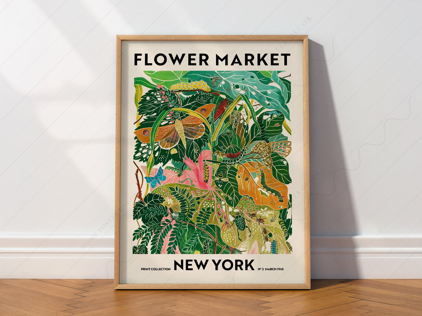 Flower Market New York, Famous City Poster, Travel Gift Idea, Floral Wall Art