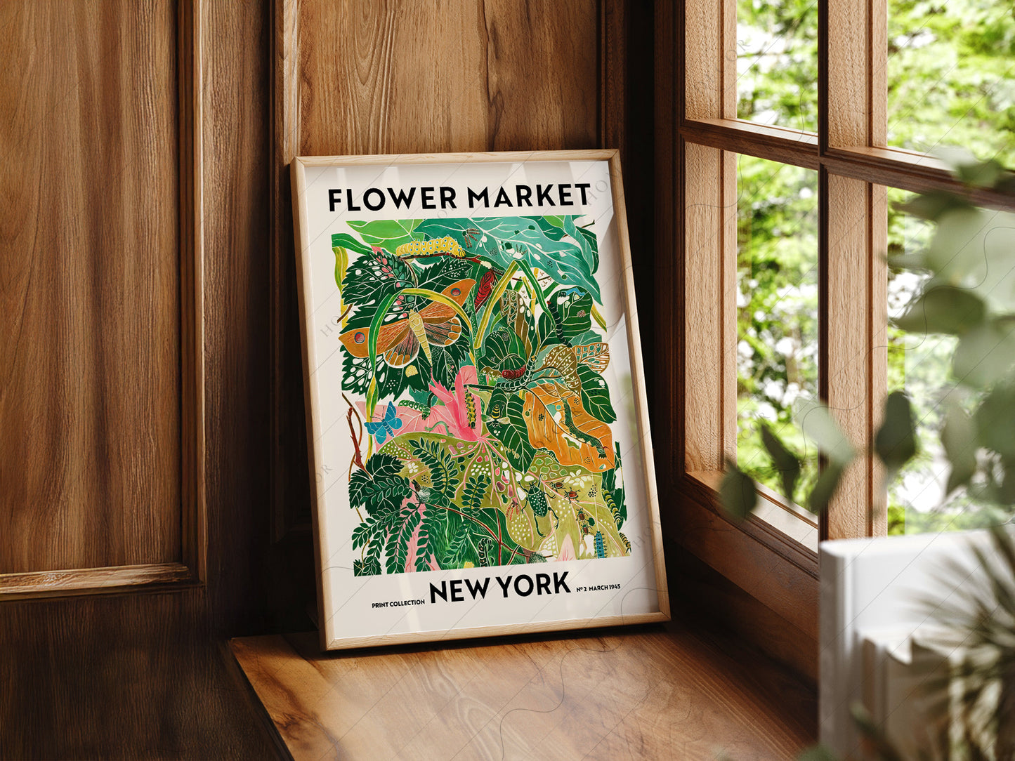 Flower Market New York, Famous City Poster, Travel Gift Idea, Floral Wall Art