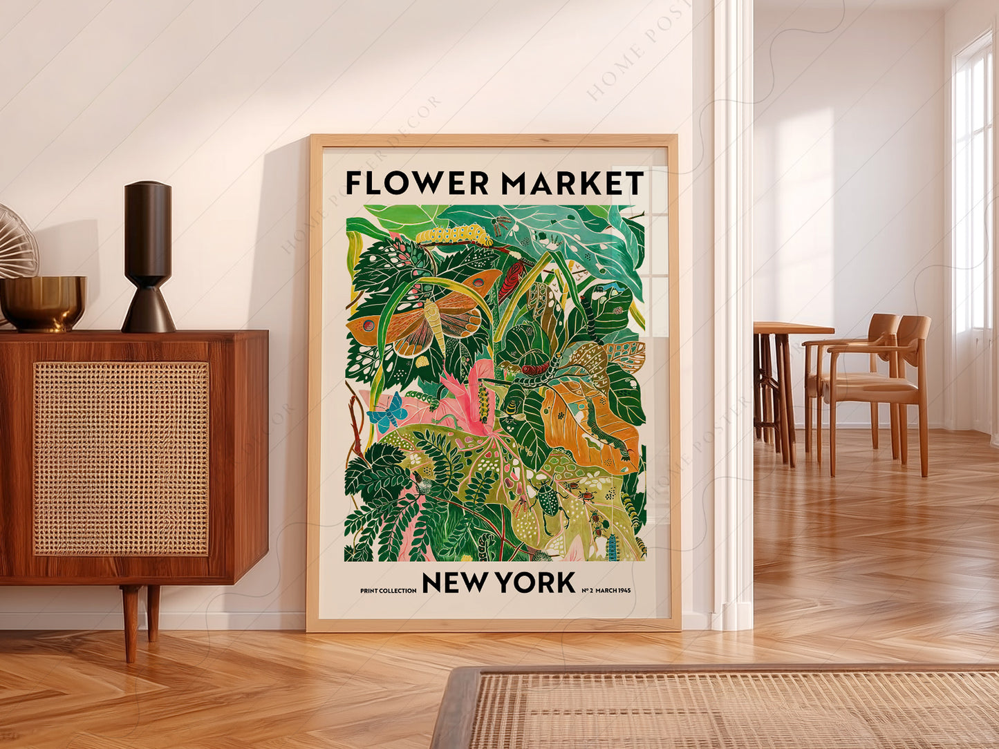 Flower Market New York, Famous City Poster, Travel Gift Idea, Floral Wall Art