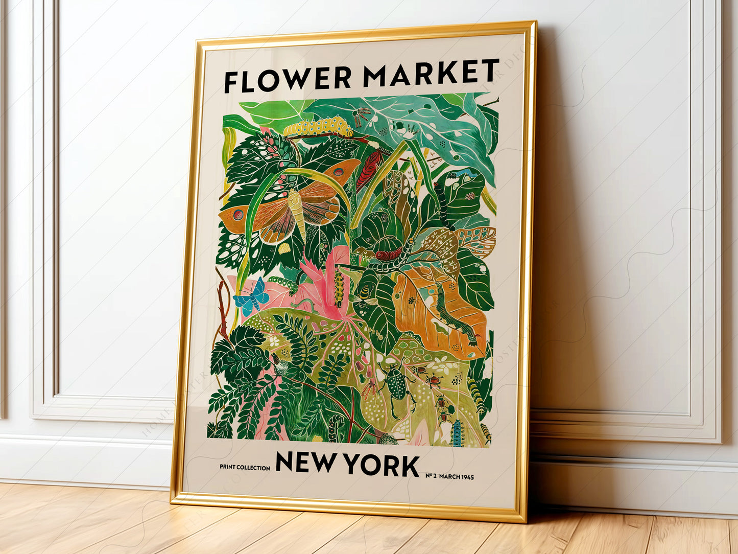 Flower Market New York, Famous City Poster, Travel Gift Idea, Floral Wall Art