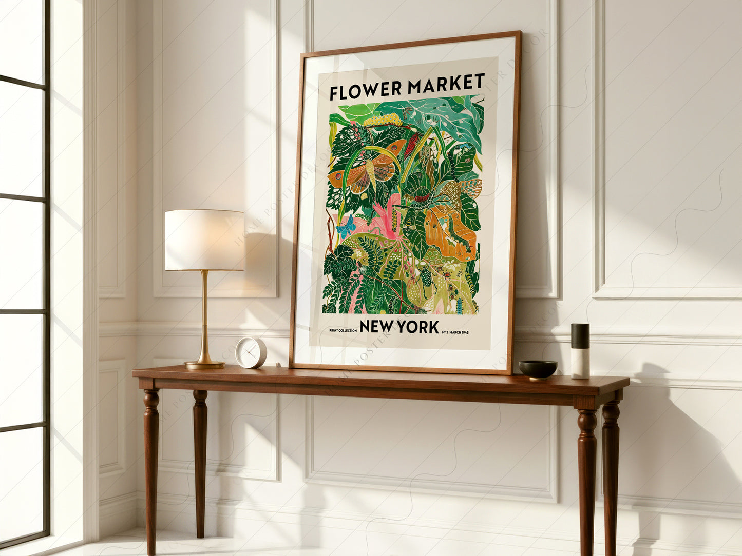 Flower Market New York, Famous City Poster, Travel Gift Idea, Floral Wall Art