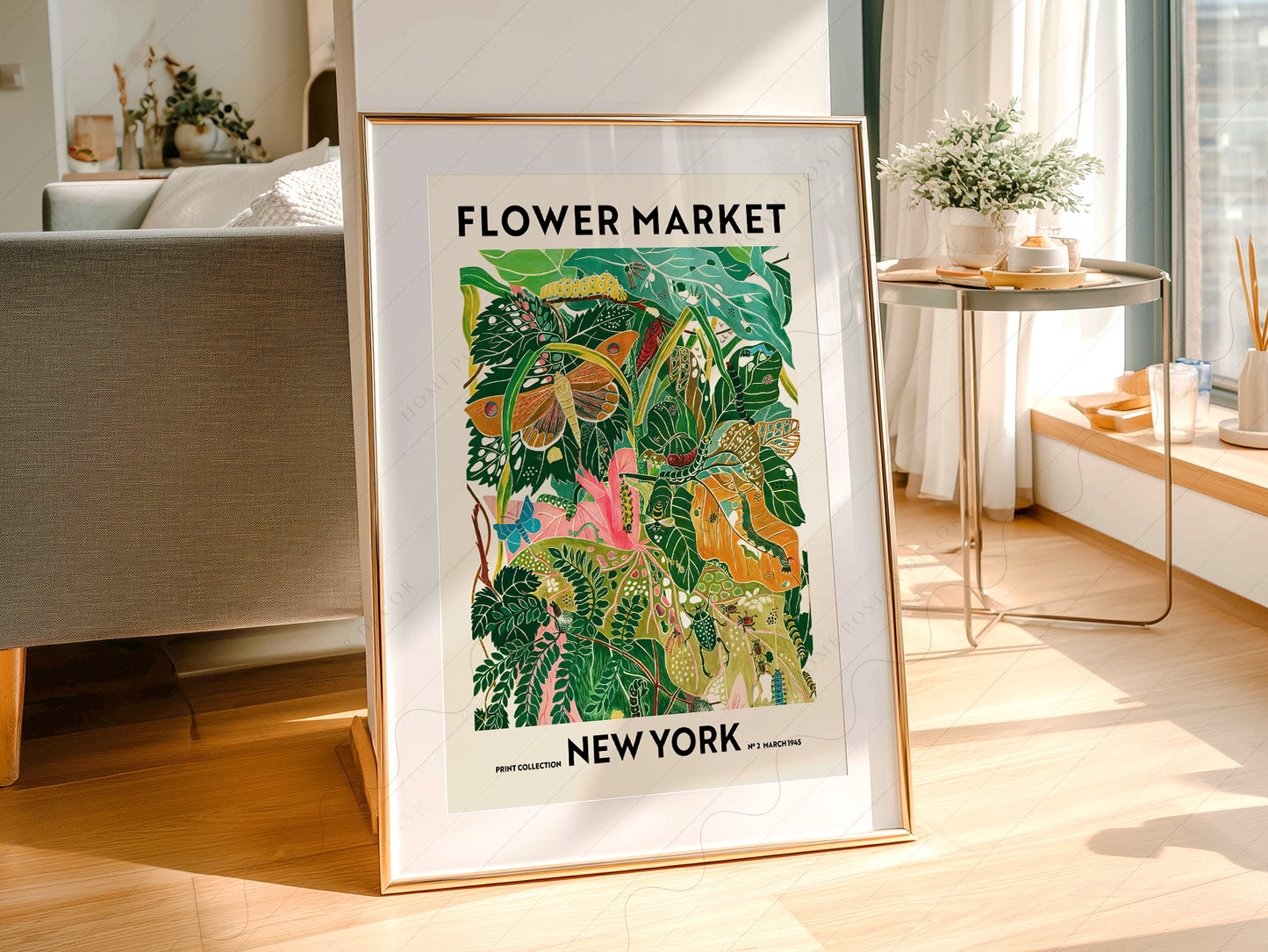Flower Market New York, Famous City Poster, Travel Gift Idea, Floral Wall Art