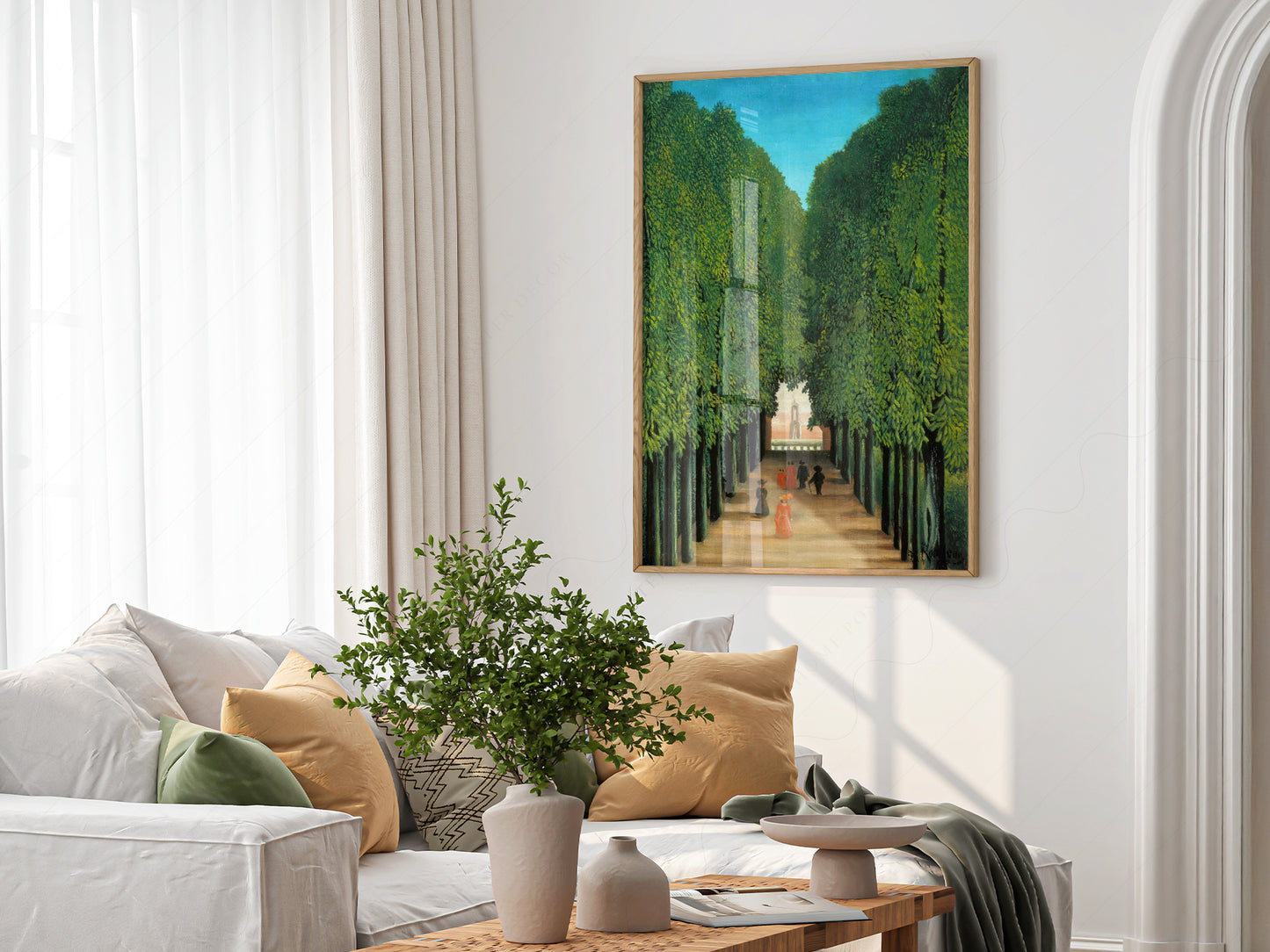 Multiple size options for Henri Rousseau The Avenue in the Park wall art print display