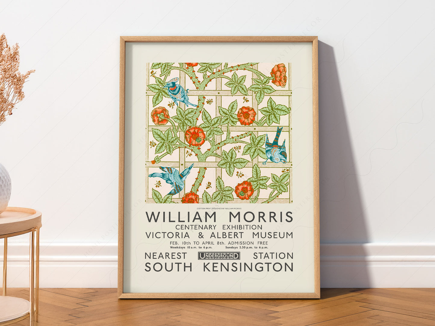 Multiple size options for William Morris Trellis Exhibition wall art print display