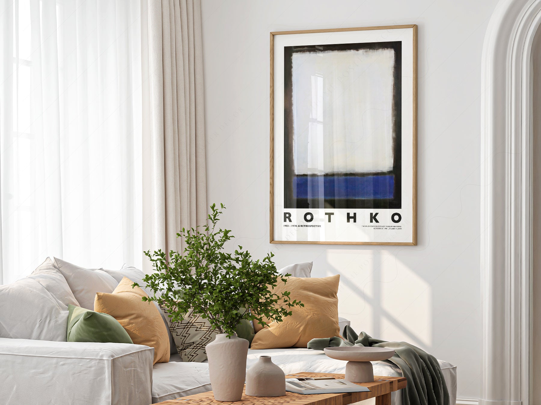 Multiple size options for Mark Rothko Untitled Blue and White wall art print display