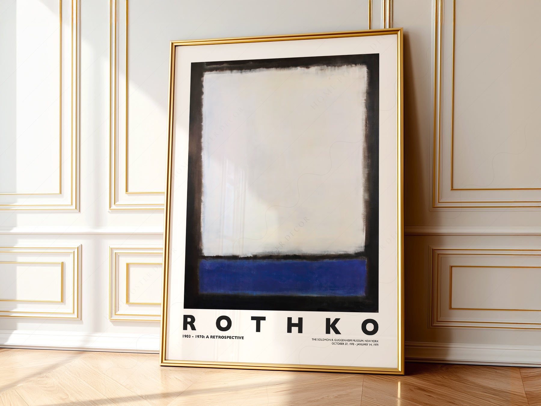 Mark Rothko Untitled art print featuring white and blue color fields in Abstract Expressionist style wall poster.