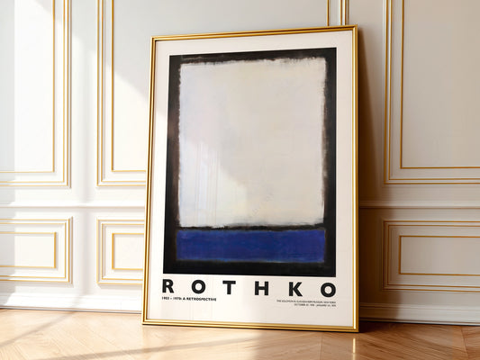 Mark Rothko Untitled art print featuring white and blue color fields in Abstract Expressionist style wall poster.