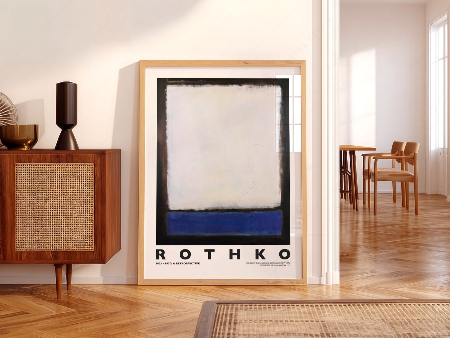 Mark Rothko art print styled in a Scandinavian bedroom