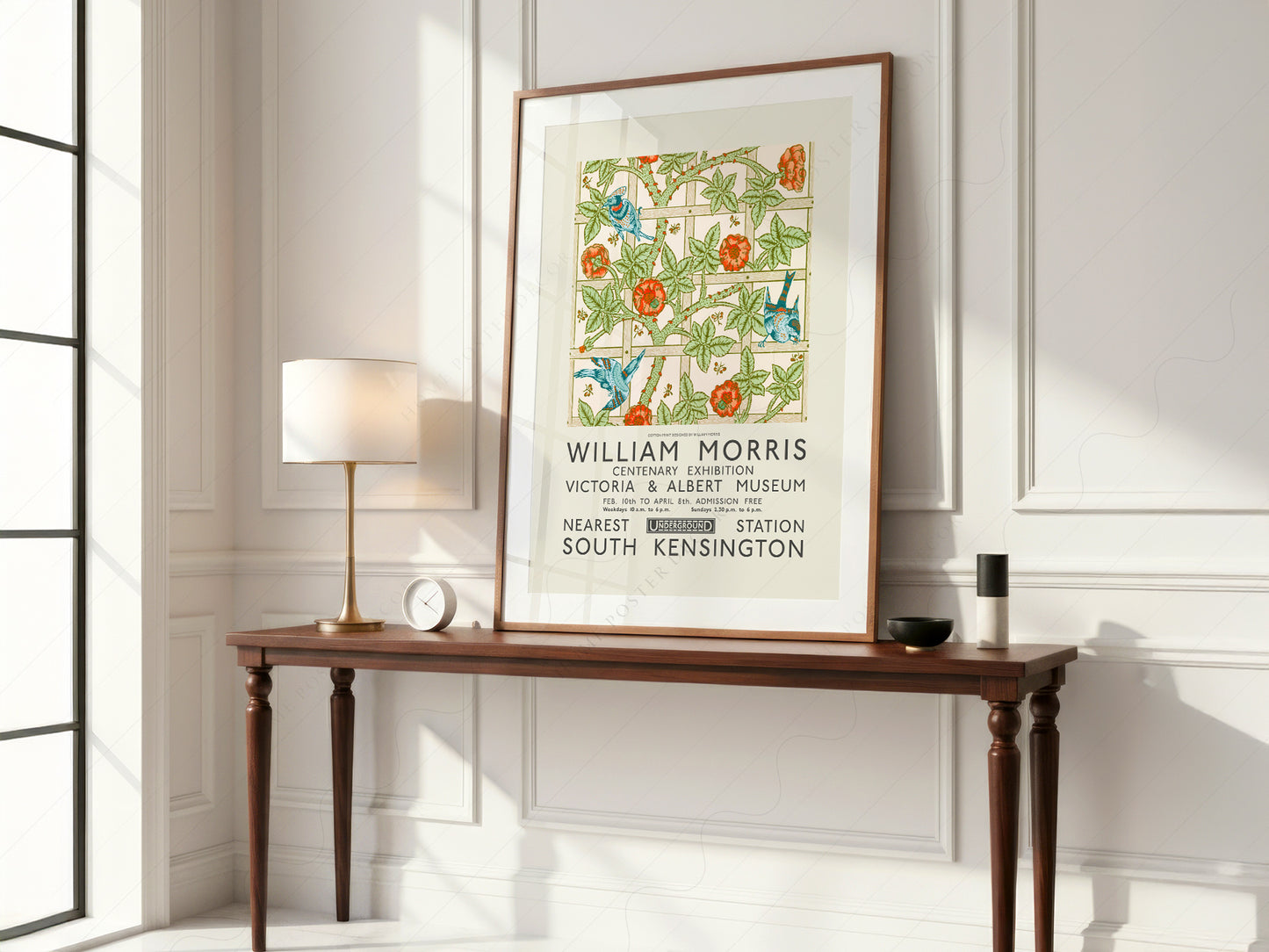 William Morris Trellis Exhibition as a statement piece in an eclectic gallery wall