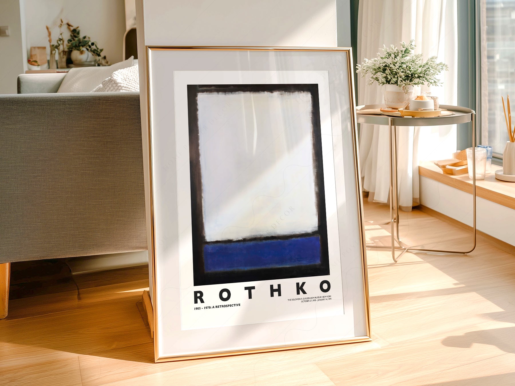 Gallery wall featuring Mark Rothko Untitled Blue and White fine art print