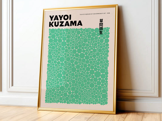 Yayoi Kusama Print, Contemporary Wall Decor, Green Dots