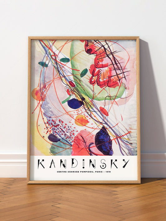 Wassily Kandinsky Abstract wall art print displayed in a bright modern living room