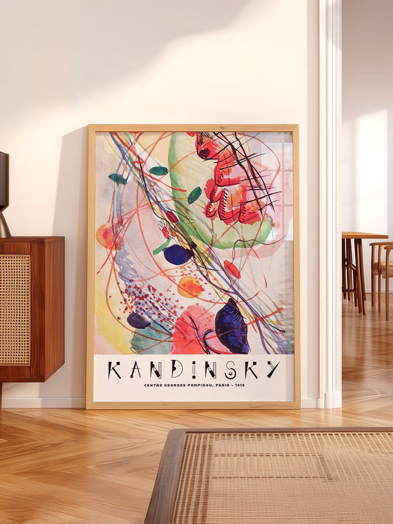 Wassily Kandinsky wall art in a cozy home study or reading room