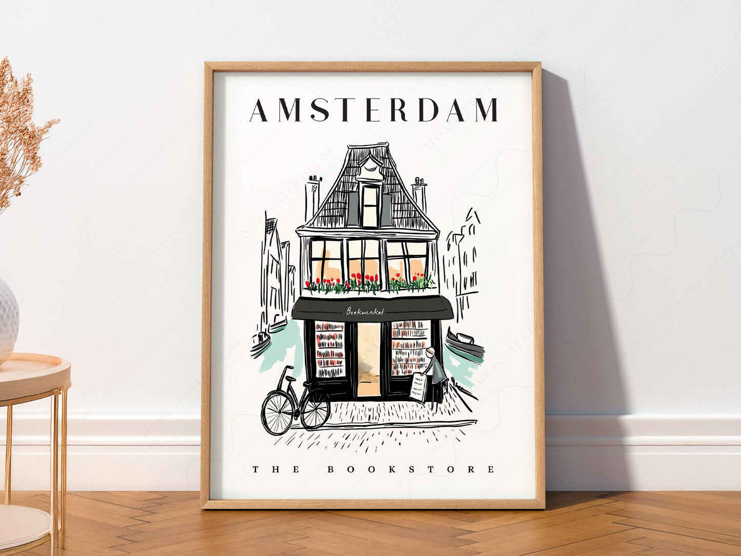 Multiple size options for Amsterdam Bookstore wall art print display