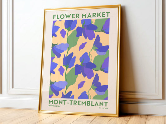 Flower Market Mont-Tremblant, Famous City Poster, Travel Gift Idea, Floral Wall Art
