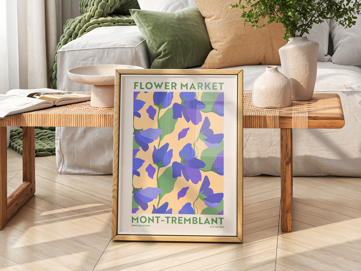 Flower Market Mont-Tremblant, Famous City Poster, Travel Gift Idea, Floral Wall Art