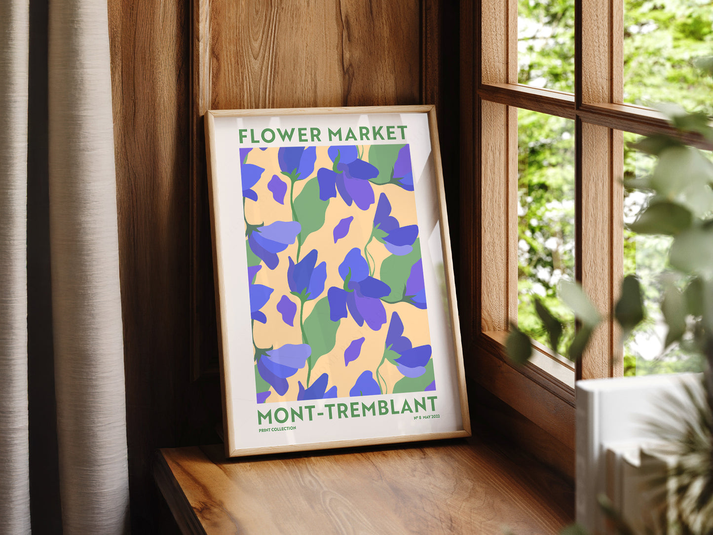 Flower Market Mont-Tremblant, Famous City Poster, Travel Gift Idea, Floral Wall Art